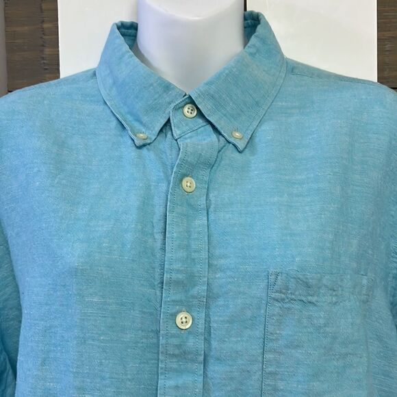 Banana Republic Heather Light Blue Long Sleeve Button Down Dress Shirt- Size XL - Picture 5 of 16